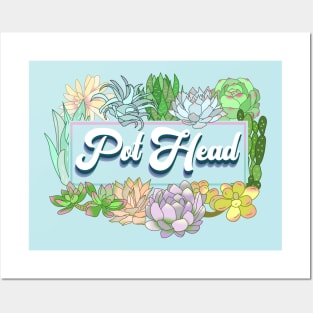 Pot Head Vintage Pattern for succulent lovers Posters and Art